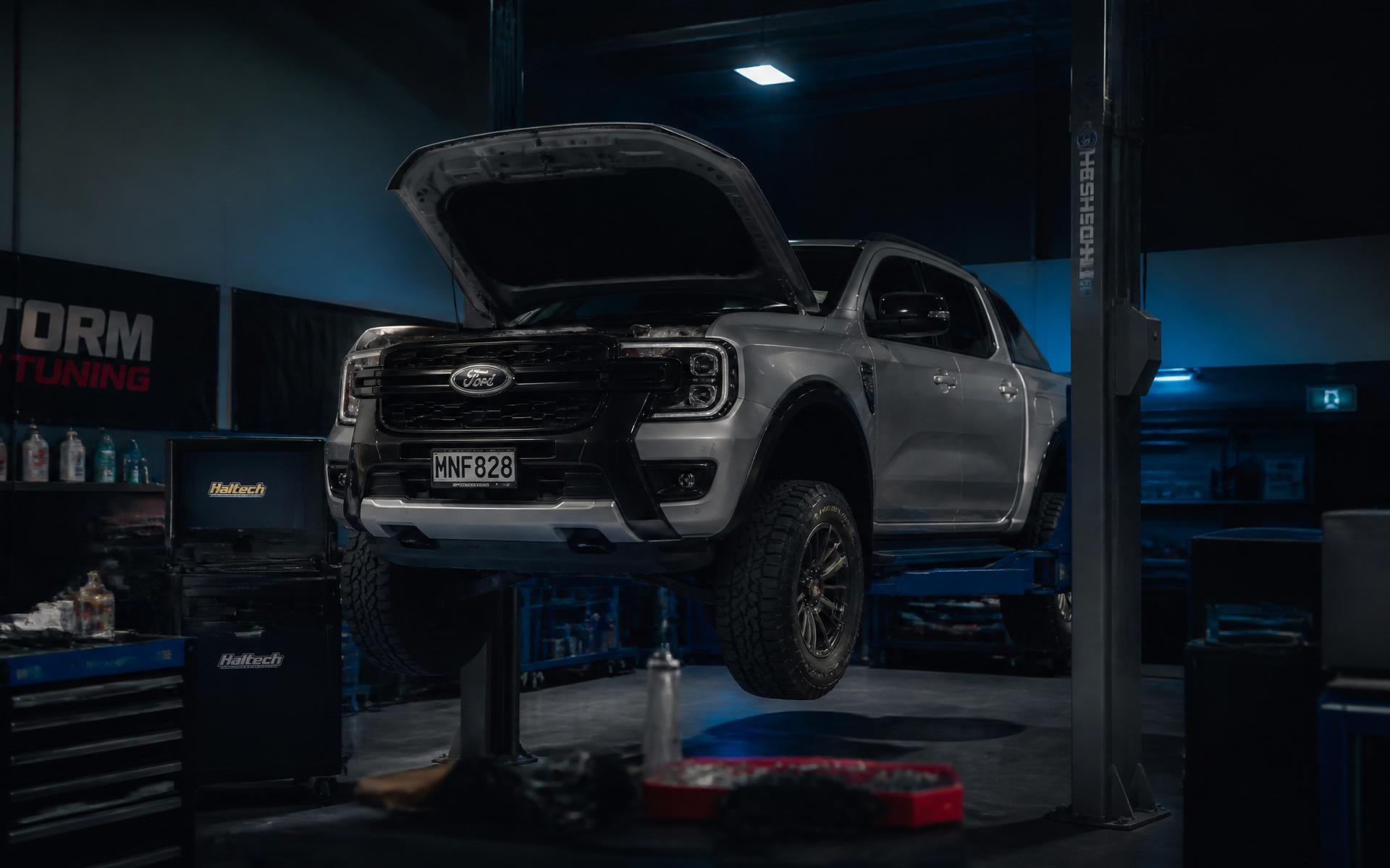 Modern vehicle being serviced at Stuart Moore Motors workshop